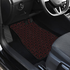 Black And Red Canadian Maple Leaf Print Front and Back Car Floor Mats