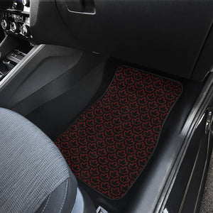 Black And Red Canadian Maple Leaf Print Front and Back Car Floor Mats