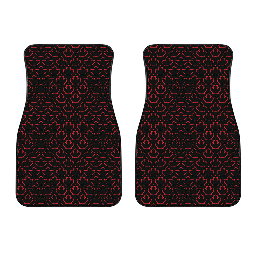 Black And Red Canadian Maple Leaf Print Front Car Floor Mats