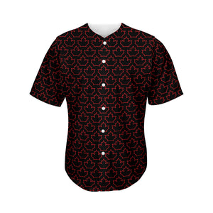 Black And Red Canadian Maple Leaf Print Men's Baseball Jersey