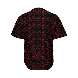 Black And Red Canadian Maple Leaf Print Men's Baseball Jersey