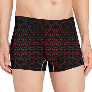 Black And Red Canadian Maple Leaf Print Men's Boxer Briefs