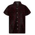 Black And Red Canadian Maple Leaf Print Men's Short Sleeve Shirt