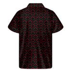 Black And Red Canadian Maple Leaf Print Men's Short Sleeve Shirt