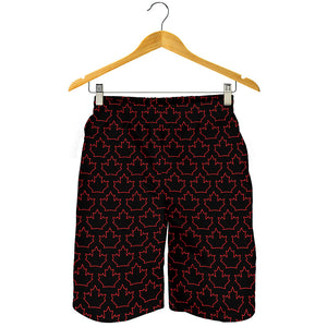 Black And Red Canadian Maple Leaf Print Men's Shorts