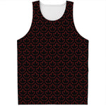 Black And Red Canadian Maple Leaf Print Men's Tank Top