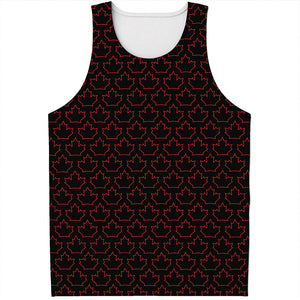 Black And Red Canadian Maple Leaf Print Men's Tank Top