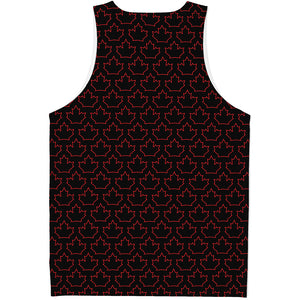 Black And Red Canadian Maple Leaf Print Men's Tank Top