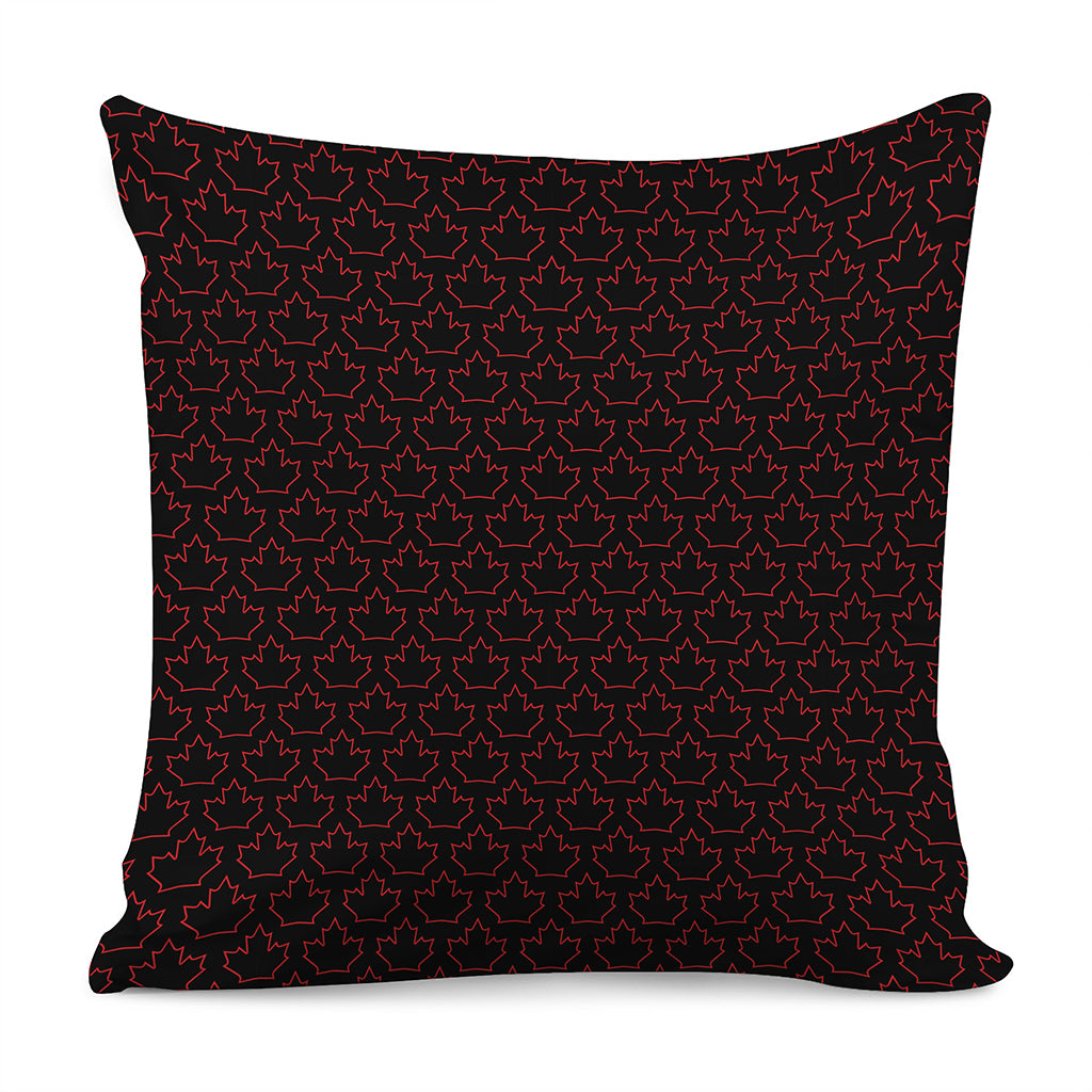 Black And Red Canadian Maple Leaf Print Pillow Cover