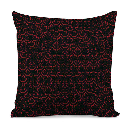 Black And Red Canadian Maple Leaf Print Pillow Cover