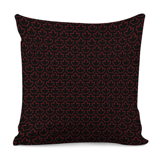 Black And Red Canadian Maple Leaf Print Pillow Cover
