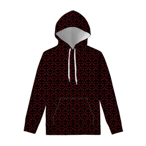 Black And Red Canadian Maple Leaf Print Pullover Hoodie