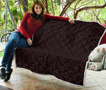 Black And Red Canadian Maple Leaf Print Quilt
