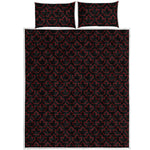 Black And Red Canadian Maple Leaf Print Quilt Bed Set