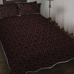 Black And Red Canadian Maple Leaf Print Quilt Bed Set