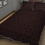Black And Red Canadian Maple Leaf Print Quilt Bed Set