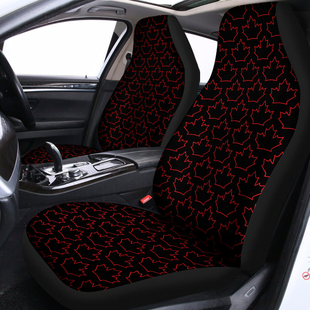 Black And Red Canadian Maple Leaf Print Universal Fit Car Seat Covers