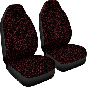 Black And Red Canadian Maple Leaf Print Universal Fit Car Seat Covers