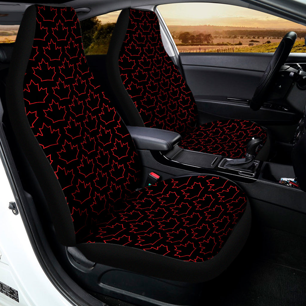 Black And Red Canadian Maple Leaf Print Universal Fit Car Seat Covers