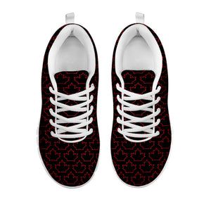 Black And Red Canadian Maple Leaf Print White Sneakers