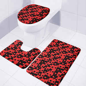 Black And Red Casino Card Pattern Print 3 Piece Bath Mat Set