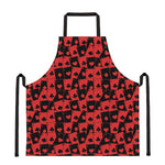 Black And Red Casino Card Pattern Print Apron