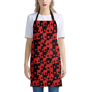 Black And Red Casino Card Pattern Print Apron