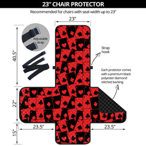 Black And Red Casino Card Pattern Print Armchair Protector