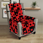 Black And Red Casino Card Pattern Print Armchair Protector