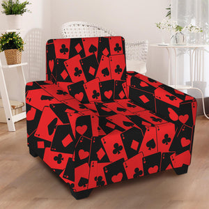 Black And Red Casino Card Pattern Print Armchair Slipcover