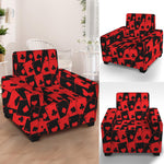 Black And Red Casino Card Pattern Print Armchair Slipcover