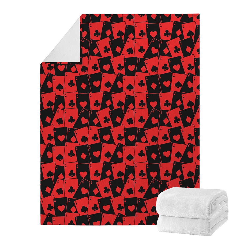 Black And Red Casino Card Pattern Print Blanket