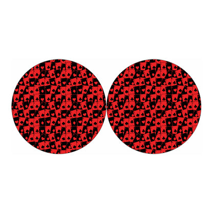 Black And Red Casino Card Pattern Print Car Coasters