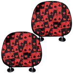 Black And Red Casino Card Pattern Print Car Headrest Covers