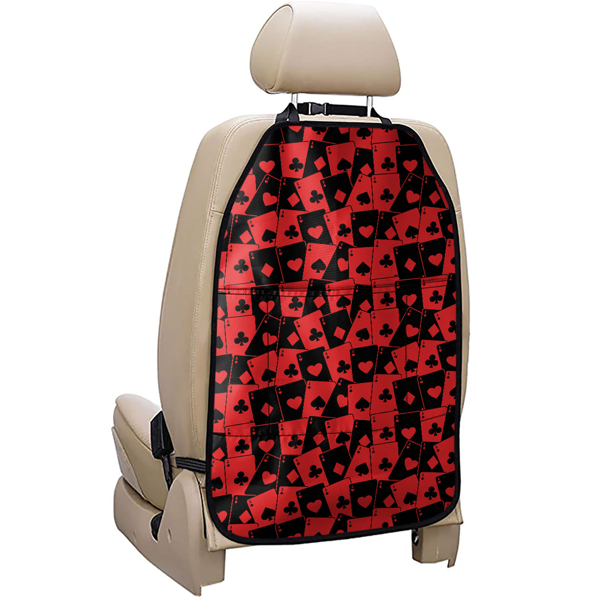 Black And Red Casino Card Pattern Print Car Seat Organizers