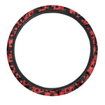 Black And Red Casino Card Pattern Print Car Steering Wheel Cover