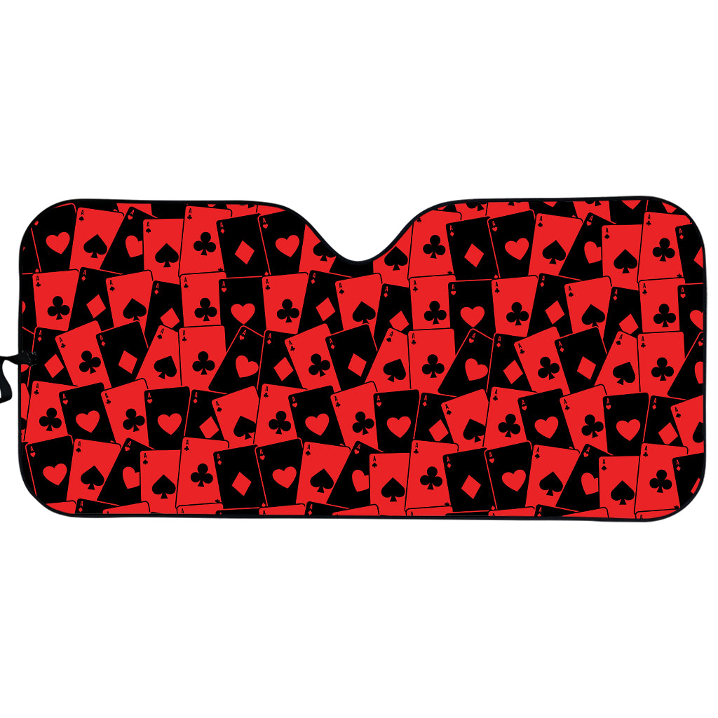 Black And Red Casino Card Pattern Print Car Sun Shade