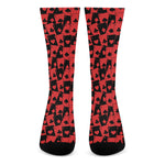 Black And Red Casino Card Pattern Print Crew Socks