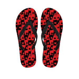 Black And Red Casino Card Pattern Print Flip Flops