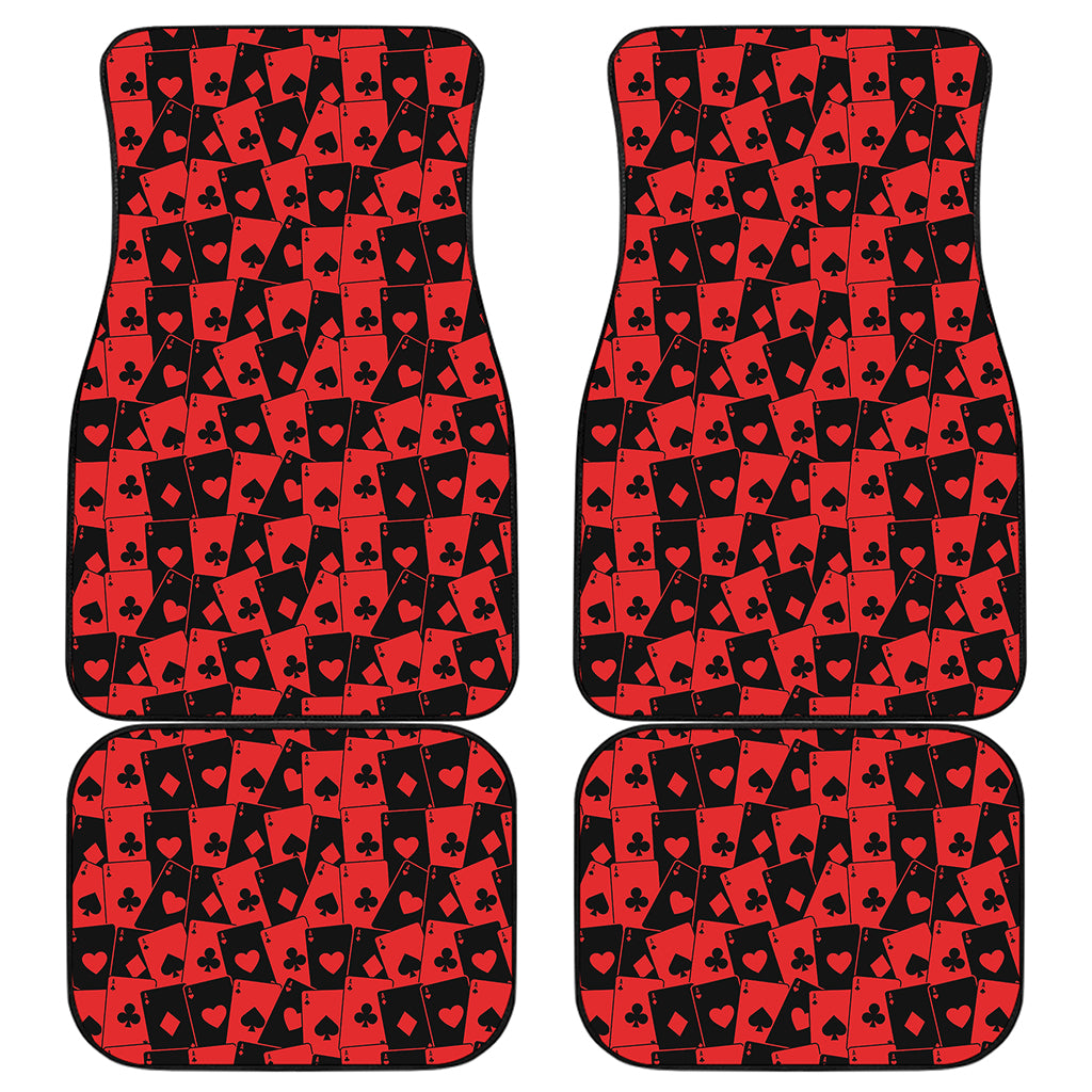 Black And Red Casino Card Pattern Print Front and Back Car Floor Mats