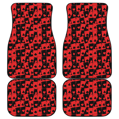 Black And Red Casino Card Pattern Print Front and Back Car Floor Mats