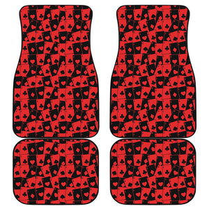 Black And Red Casino Card Pattern Print Front and Back Car Floor Mats