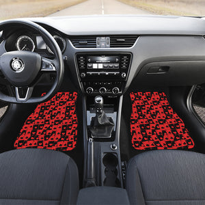 Black And Red Casino Card Pattern Print Front and Back Car Floor Mats