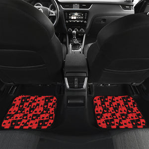 Black And Red Casino Card Pattern Print Front and Back Car Floor Mats