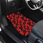 Black And Red Casino Card Pattern Print Front and Back Car Floor Mats