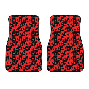 Black And Red Casino Card Pattern Print Front Car Floor Mats