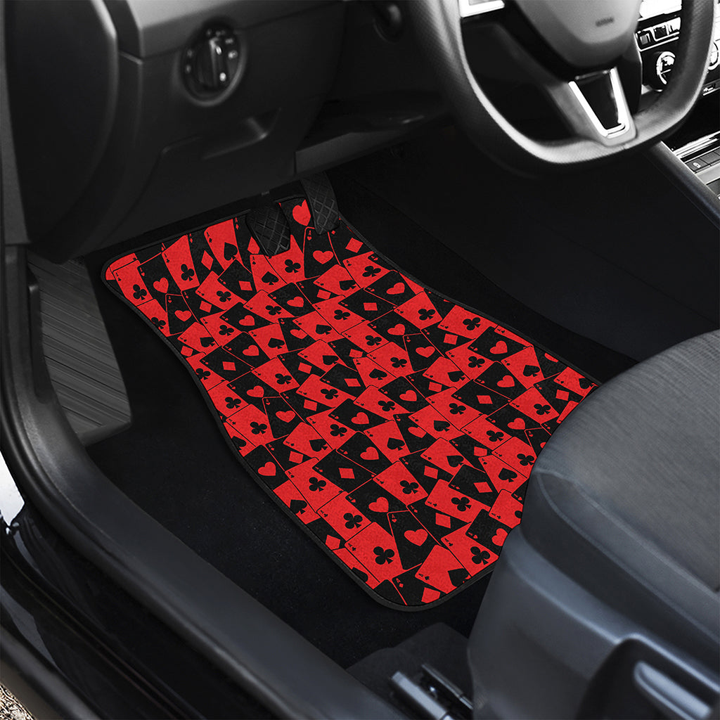 Black And Red Casino Card Pattern Print Front Car Floor Mats