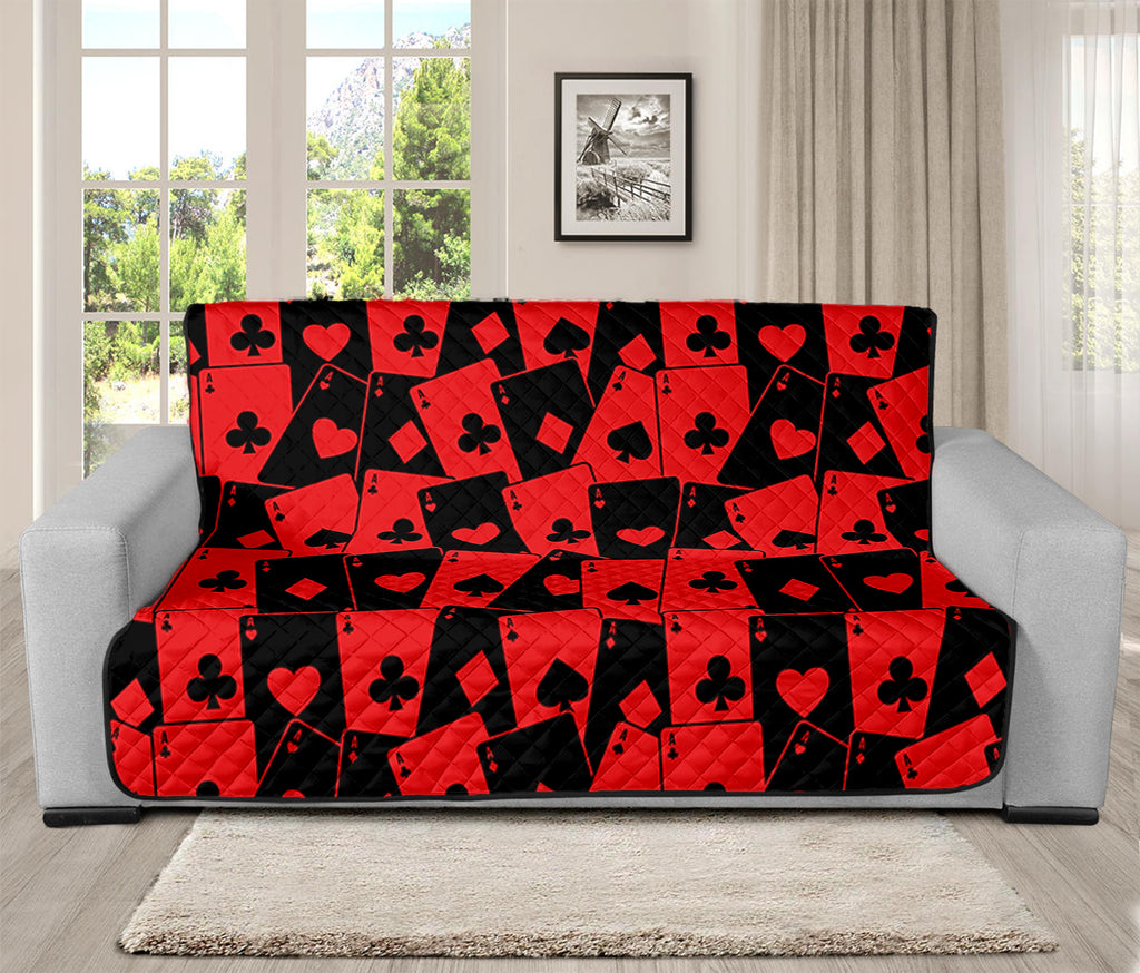 Black And Red Casino Card Pattern Print Futon Protector