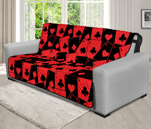 Black And Red Casino Card Pattern Print Futon Protector