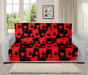 Black And Red Casino Card Pattern Print Futon Protector